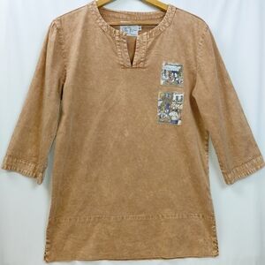 Michael Leu Wearable Art Tunic Top Women's Size Small 100% Cotton Made In USA